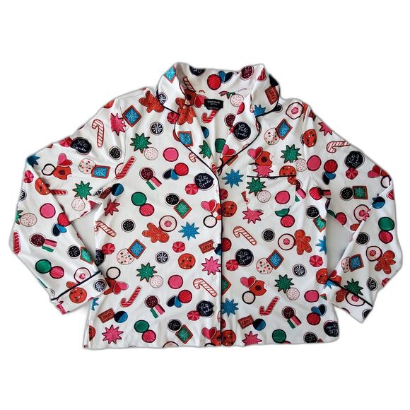 NWOT Kate Spade "Holiday Cookies" Soft Christmas Pajama 2-pc Set Sz L Pyjamacore - Picture 3 of 12